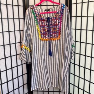 Linen Embroidered Swimsuit Coverup